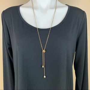 Long Gold Knot Tassel Chain Necklace Classic Neutral